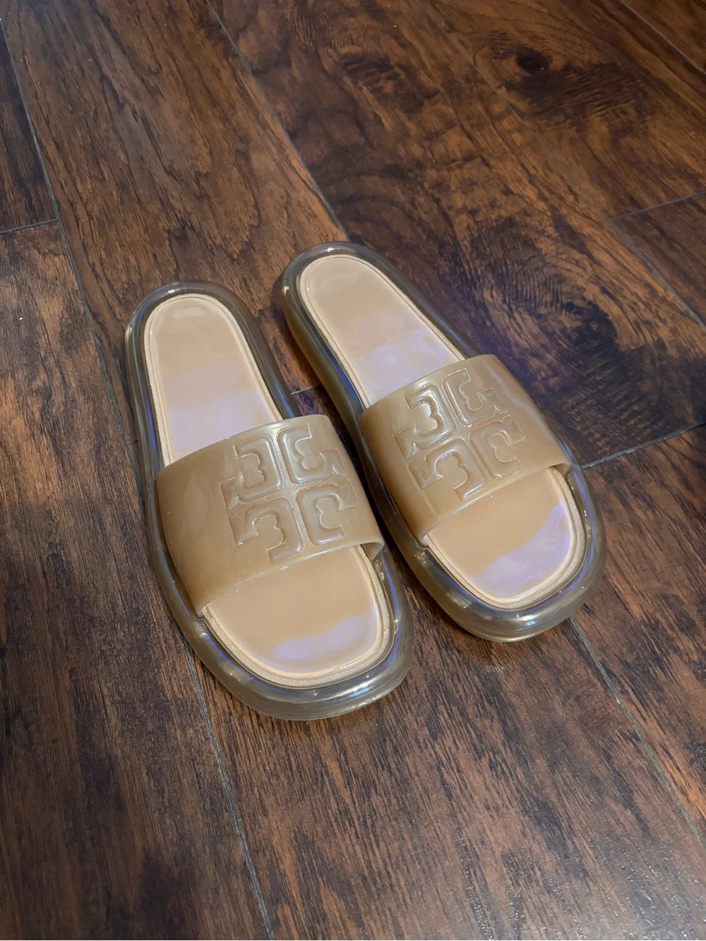 Tory Burch Beige Jelly Slide Sandals